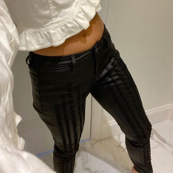 Free people black leather jeans - Picture 1 of 2